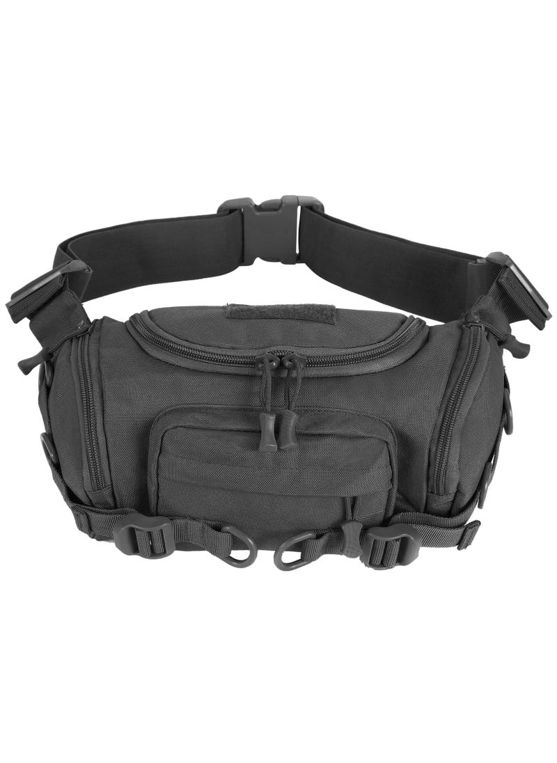 Tactical Waist Pack Portable Fanny Pack Outdoor Hiking Travel Large Army Waist Bag Military Waist Pack for Daily Life Cycling Camping Hiking Hunting Fishing Shopping, Black