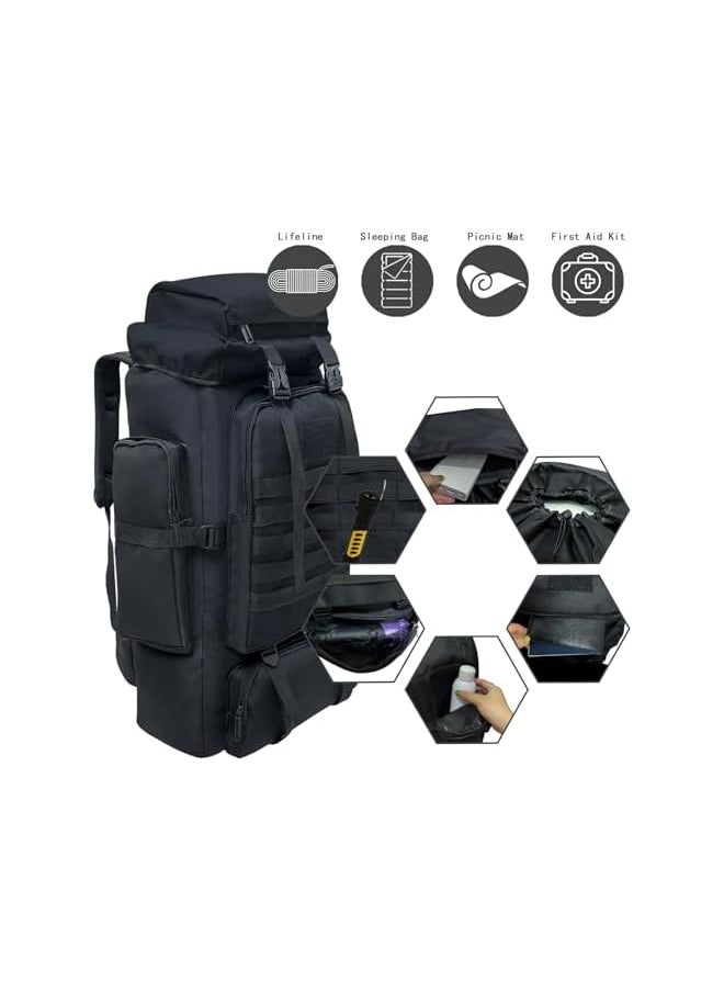 promass 80L 100 litres Camping Hiking Backpack, Extra Large Travel Backpack Men, Waterproof Oversized Tactical Backpack for Men Women, Lightweight Molle Military Rucksack Outdoor Traveling Daypacks