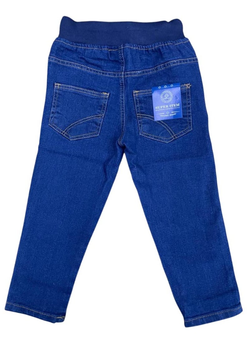 Kids Denim Elasticated Waist Joggers Pants With Open Hem