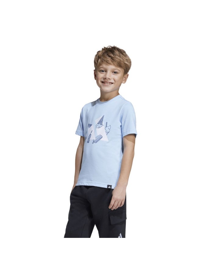 adidas LK L ICE TEE Blue Training T-SHIRTS for Unisex Kids - 3-4Y