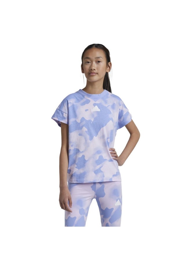 adidas Jg Fi Aop T Blue Training T-Shirts 7-8Y