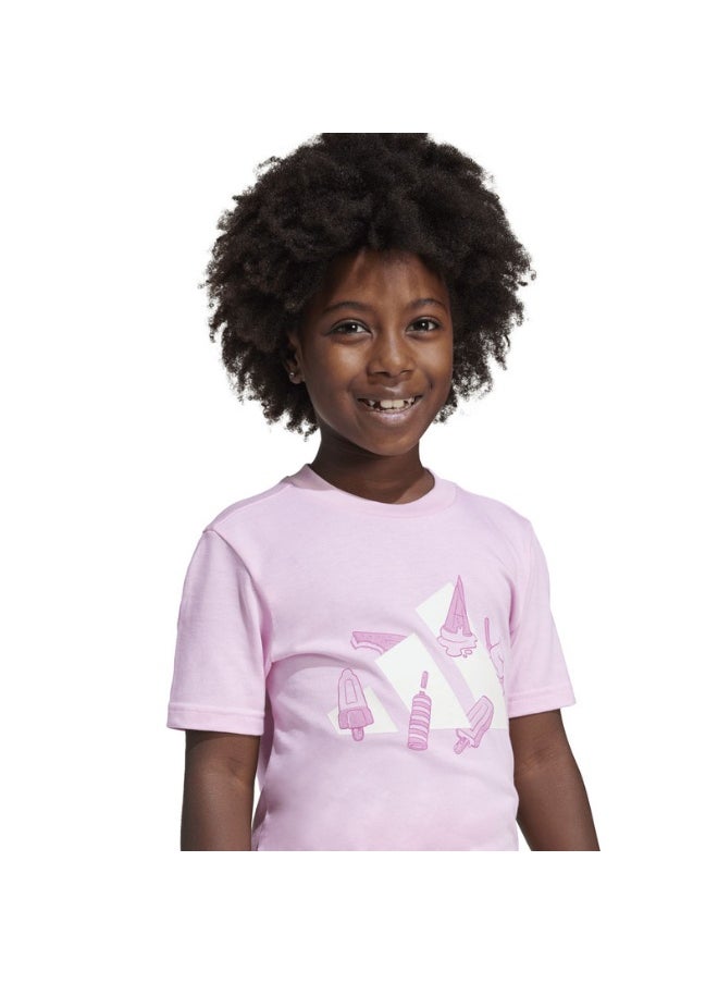 adidas LK L ICE TEE Pink Training T-SHIRTS for Unisex Kids - 3-4Y