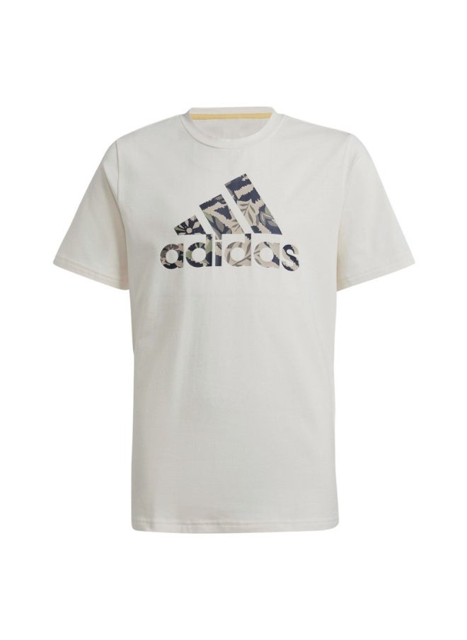 adidas J Dy Lk T Beige Training T-Shirts 7-8Y