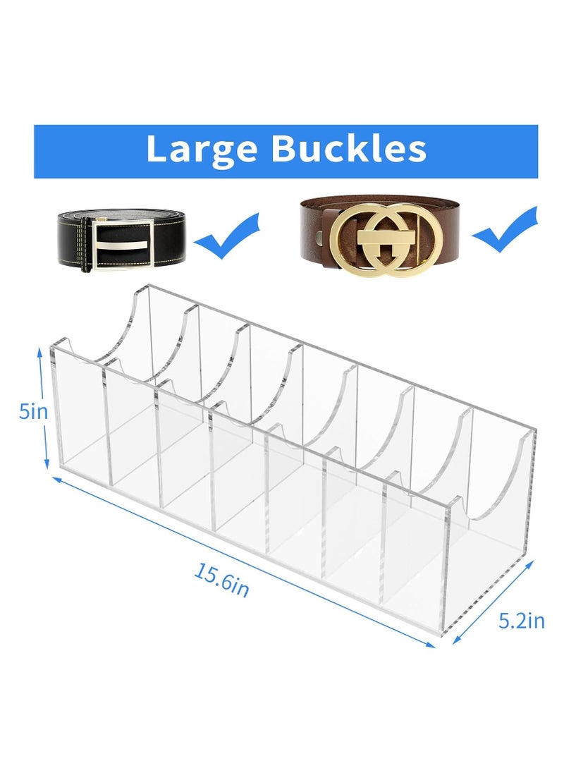 Belt Organizer, Acrylic 7 Compartments Belt Container Storage Holder, Clear Belt Display Case for Closet Tie and Bow Tie