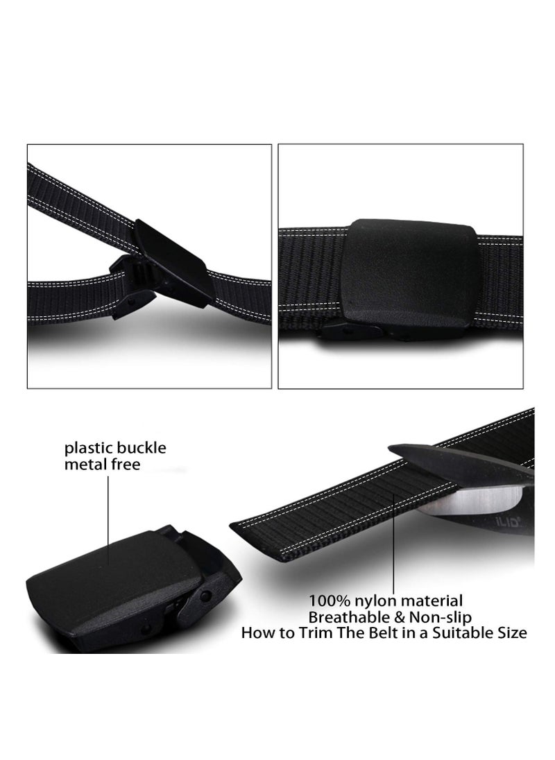 Nylon Canvas Belt, Tactical Belt for Men, Black Military Nylon Web,  Plastic Buckle Belt Travel Adjustable Nylon Web Slide Belt, Ideal for Work