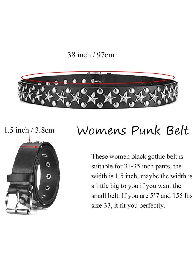 Studded Belt Women Y2K Spike Star Belts Star Black Girl Woman Stud Punk Waist Belt For Halloween Cosplay