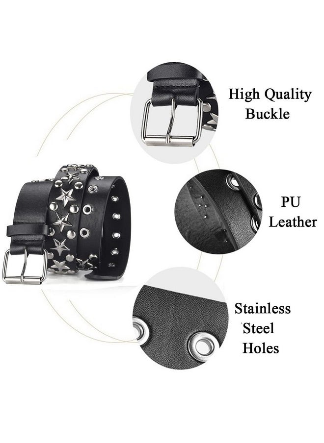 Studded Belt Women Y2K Spike Star Belts Star Black Girl Woman Stud Punk Waist Belt For Halloween Cosplay