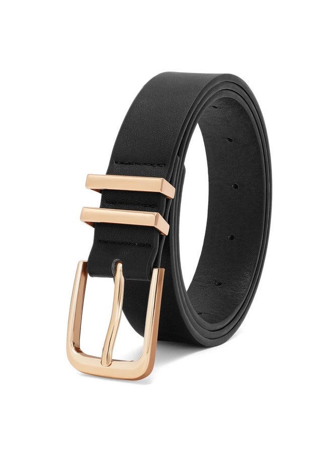 Women Leather Belt With Gold Buckle Fashion Ladies Leather Waist Belt For Jeans Dress