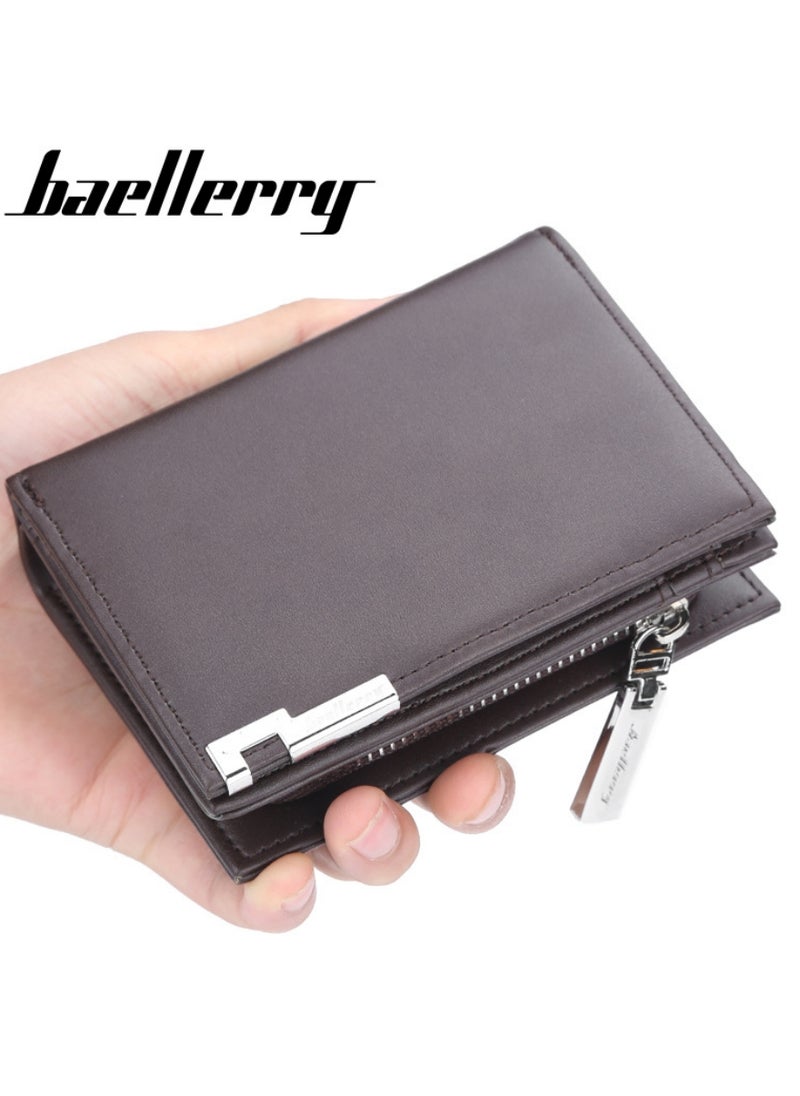 Wallet for Men Durable Bifold Mens Wallets with Window RFID Blocking Credit Card Holder Wallet with Zipper coin purse and 15 Card Slots, Brown, Wallet and Card Holder Dual Function,Small,Rfid Wallet