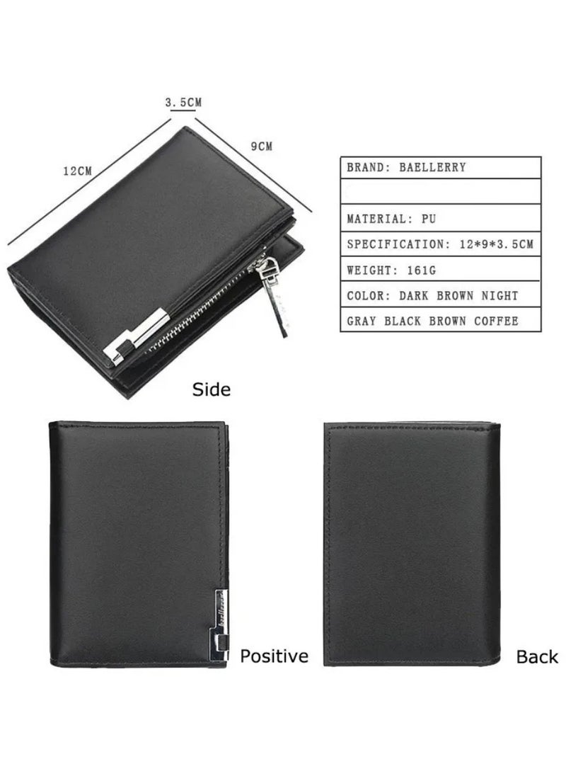 Wallet for Men Durable Bifold Mens Wallets with Window RFID Blocking Credit Card Holder Wallet with Zipper coin purse and 15 Card Slots, Black, Wallet and Card Holder Dual Function,Small,Rfid Wallet