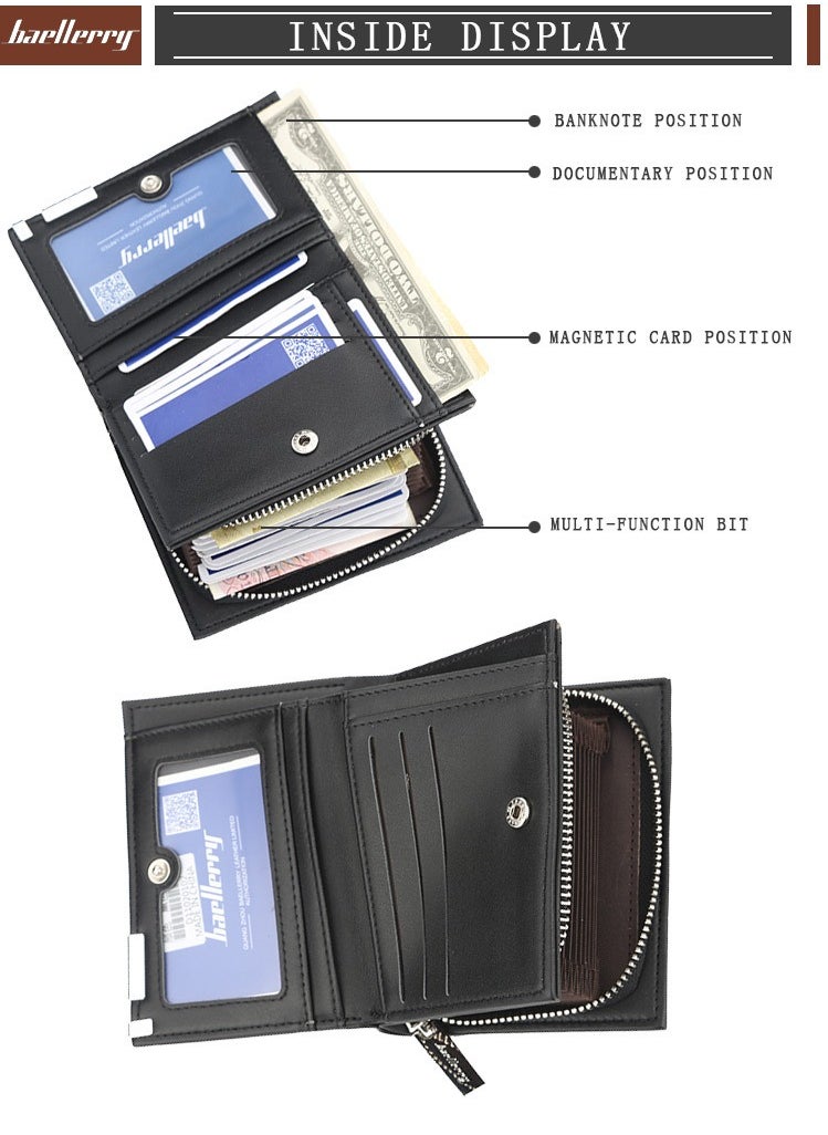 Wallet for Men Durable Bifold Mens Wallets with Window RFID Blocking Credit Card Holder Wallet with Zipper coin purse and 15 Card Slots, Black, Wallet and Card Holder Dual Function,Small,Rfid Wallet