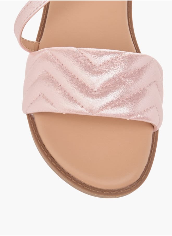 Girls Quilted Sandals With Hook And Loop Closure