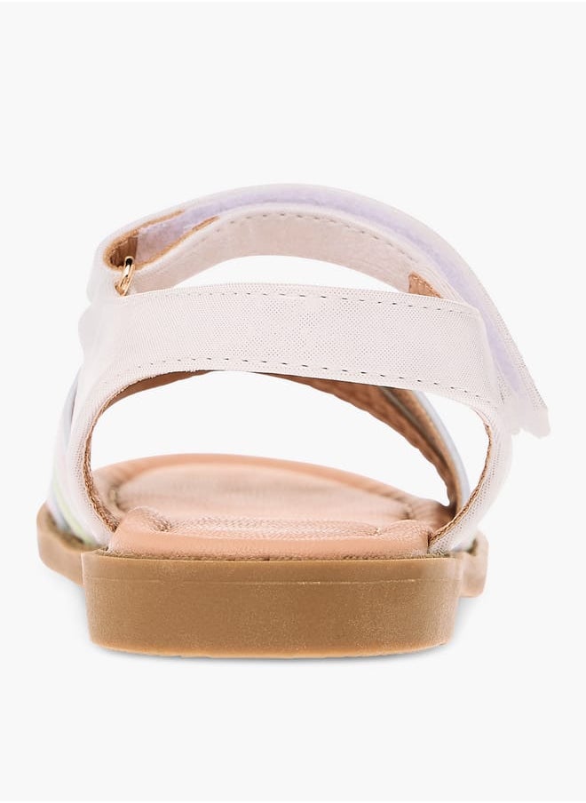 Girls Colourblock Cross Strap Sandals With Hook And Loop Closure