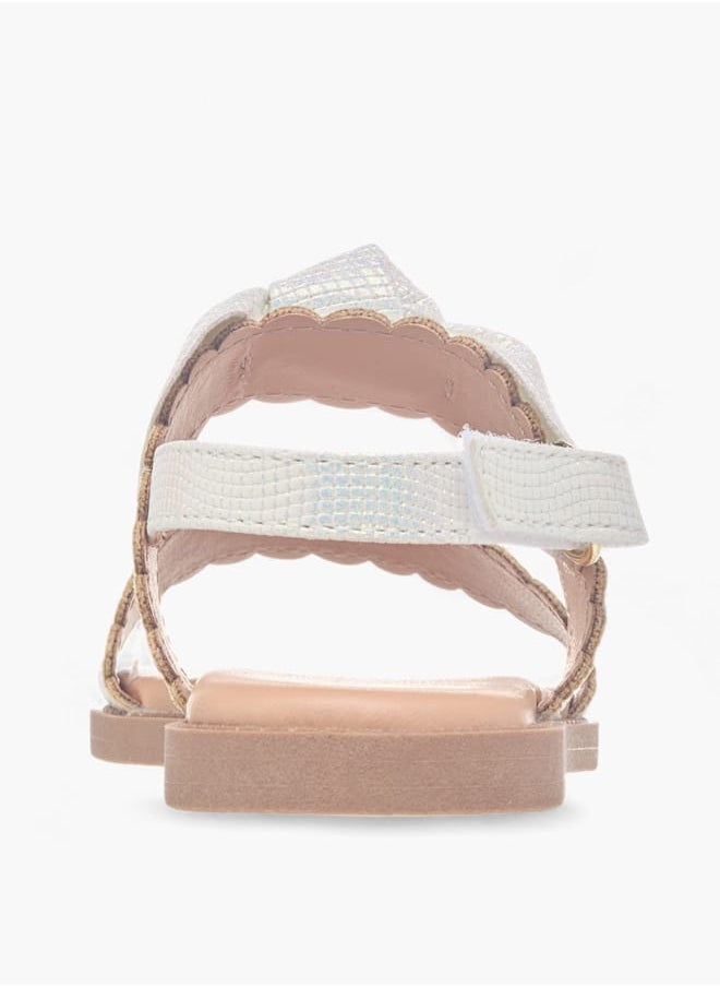 Girls Bow Applique Sandals With Hook And Loop Closure