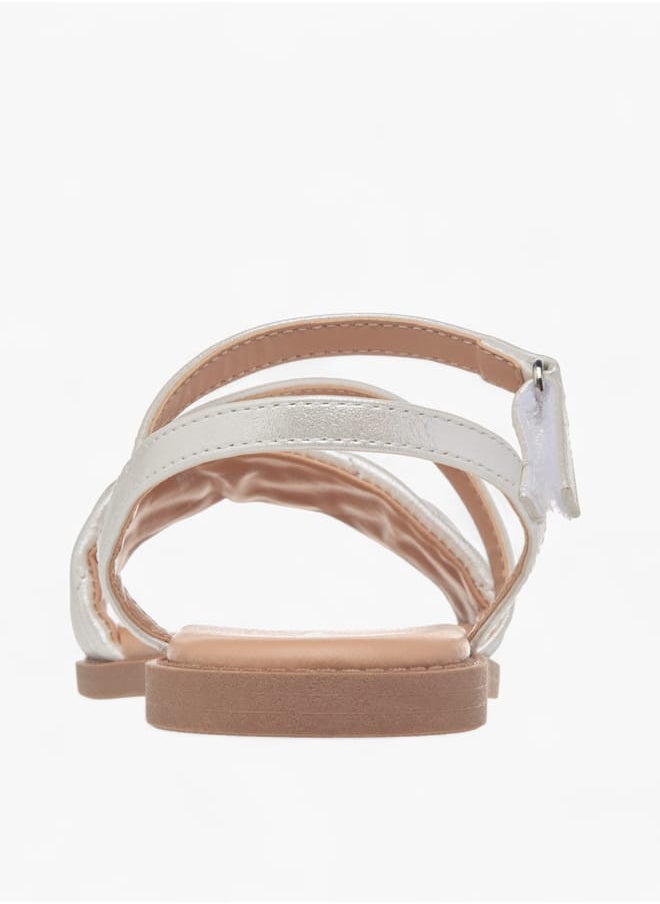 Girls Quilted Sandals With Hook And Loop Closure