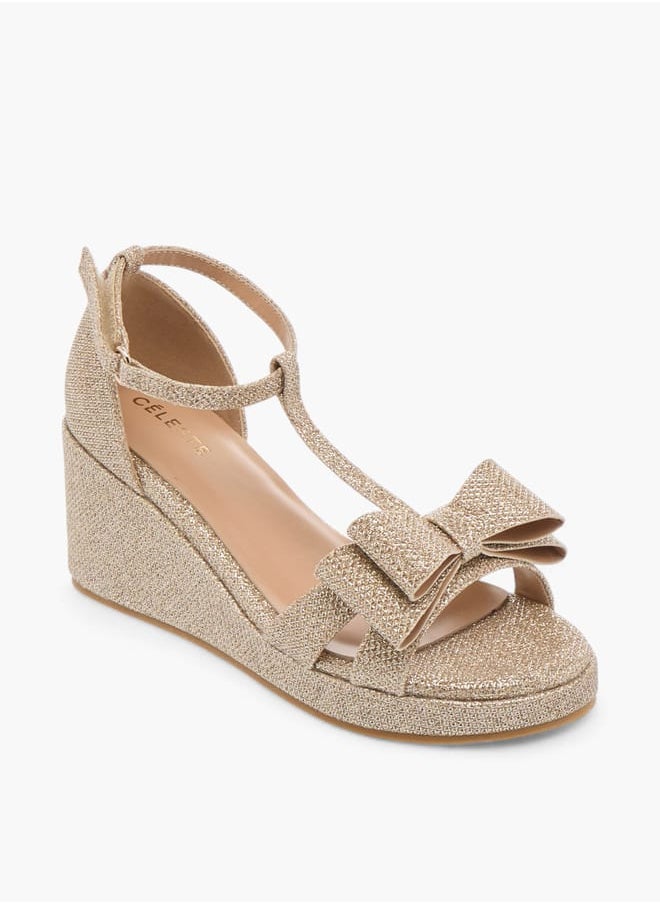 Girls Embellished Wedge Sandals With Hook And Loop Closure Ramadan Collection