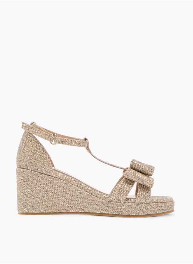 Girls Embellished Wedge Sandals With Hook And Loop Closure Ramadan Collection
