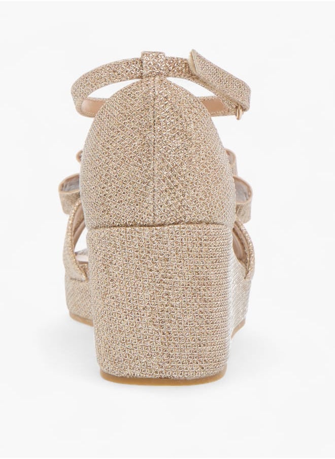 Girls Embellished Wedge Sandals With Hook And Loop Closure Ramadan Collection