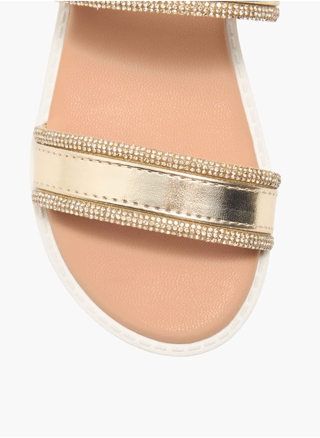 Girls Embellished Strap Sandals With Hook And Loop Closure Ramadan Collection