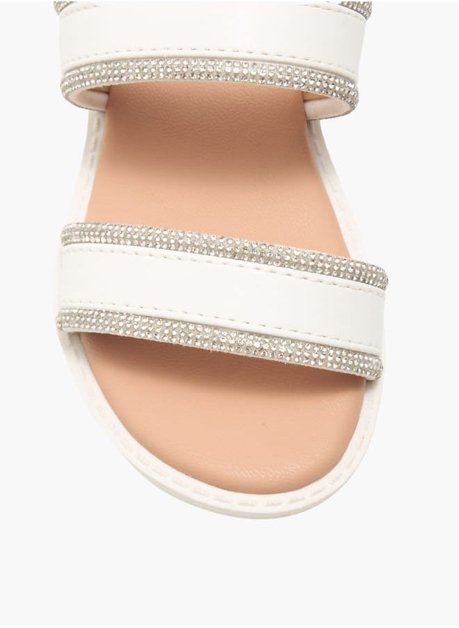 Girls Embellished Strap Sandals With Hook And Loop Closure Ramadan Collection