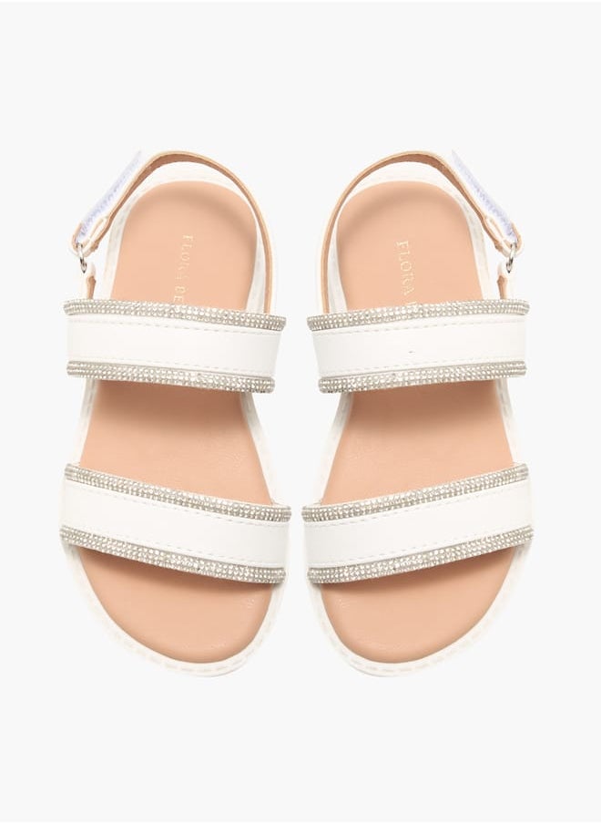 Girls Embellished Strap Sandals With Hook And Loop Closure Ramadan Collection