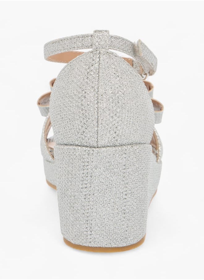 Girls Embellished Wedge Sandals With Hook And Loop Closure Ramadan Collection
