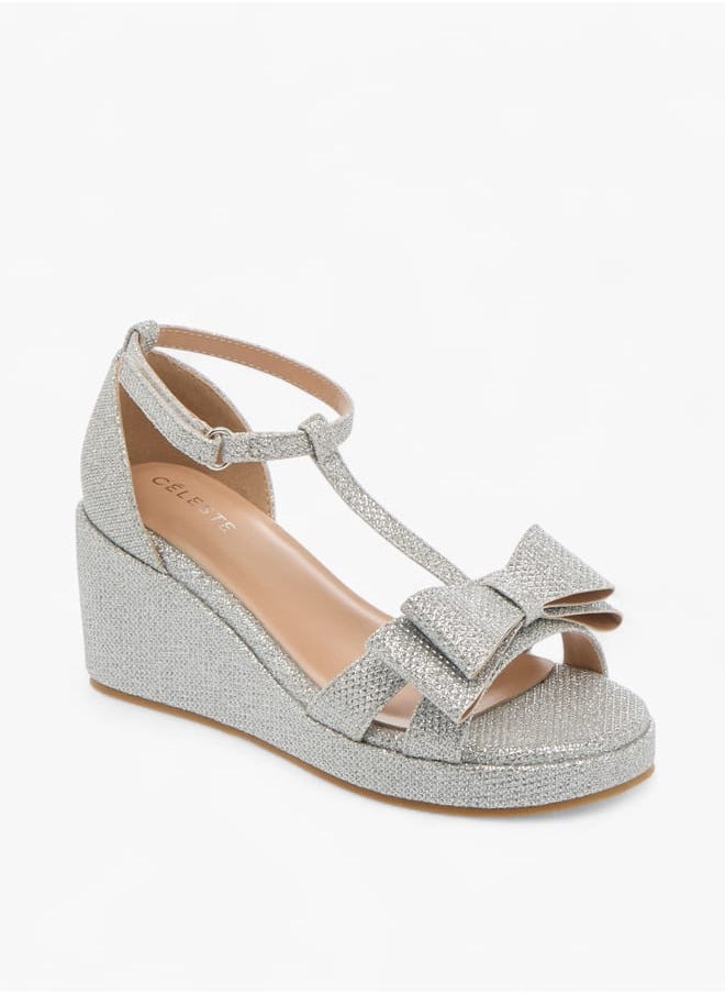 Girls Embellished Wedge Sandals With Hook And Loop Closure Ramadan Collection