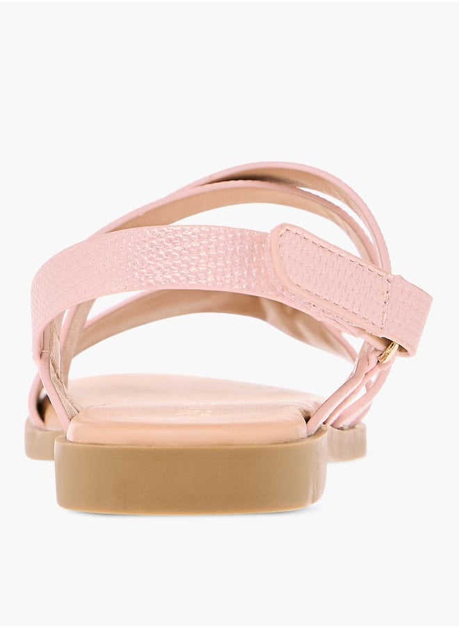 Girls Bow Embellished Sandals With Hook And Loop Closure