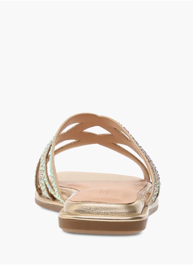 Girls' Diamante Embellished Slip-On Cross Strap Sandals Ramadan Collection