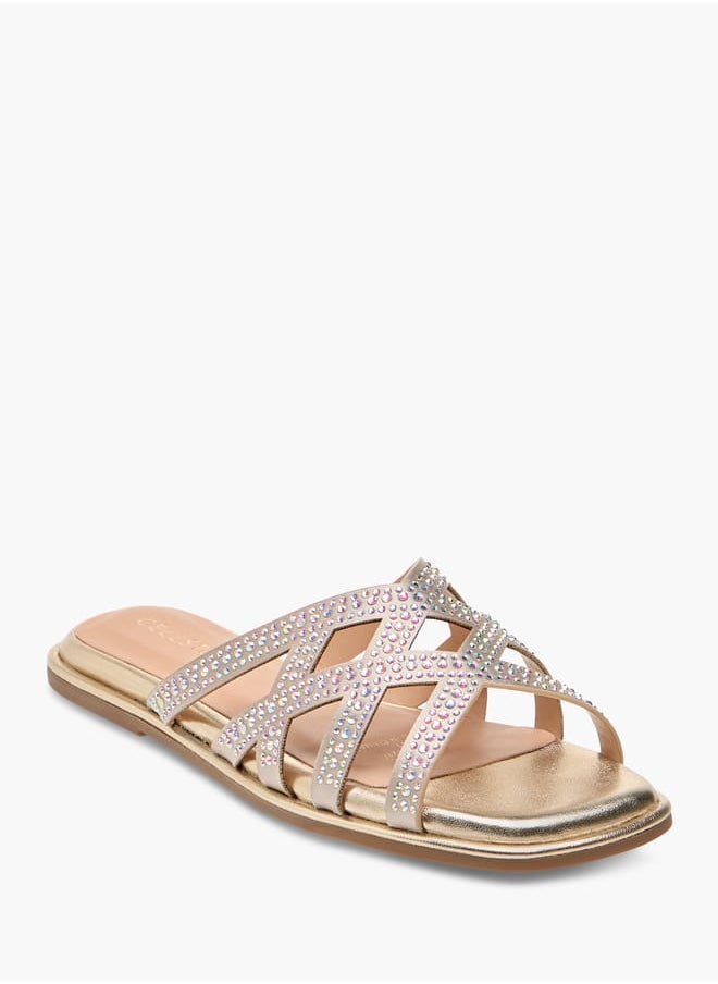 Girls' Diamante Embellished Slip-On Cross Strap Sandals Ramadan Collection