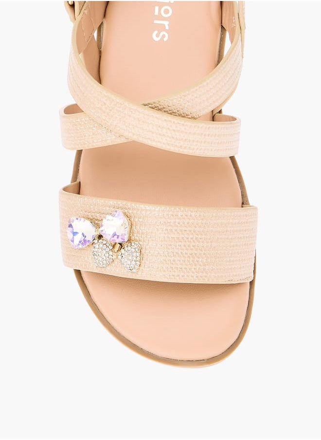 Girls Bow Embellished Sandals with Hook and Loop Closure