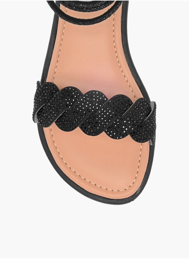 Girls Studded Ankle Strap Sandals with Zip Closure Ramadan Collection