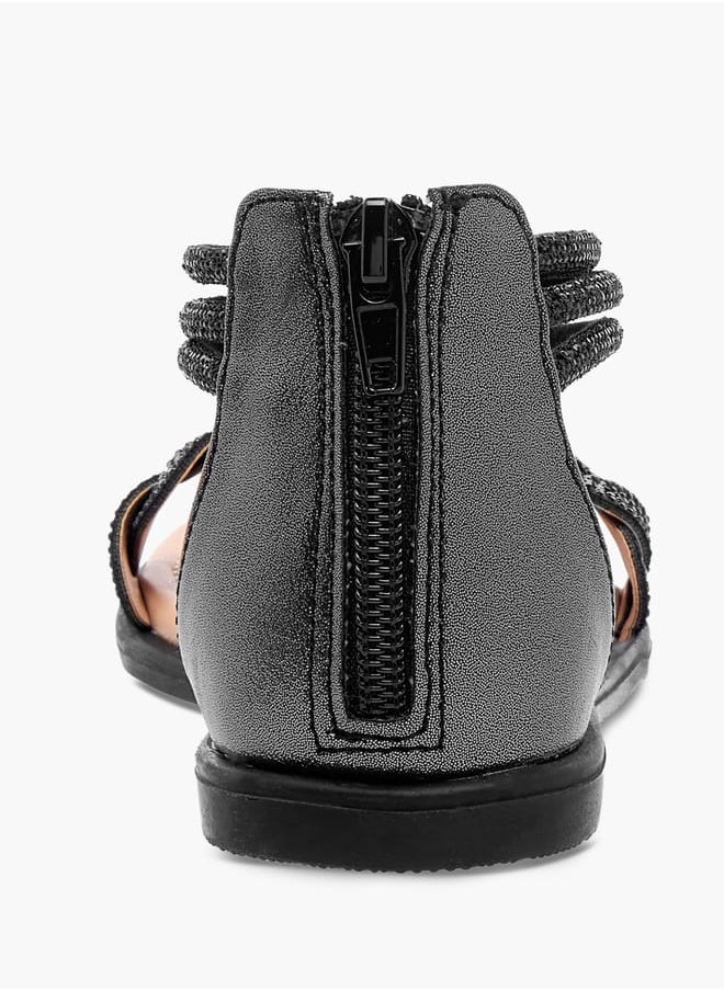 Girls Studded Ankle Strap Sandals with Zip Closure Ramadan Collection