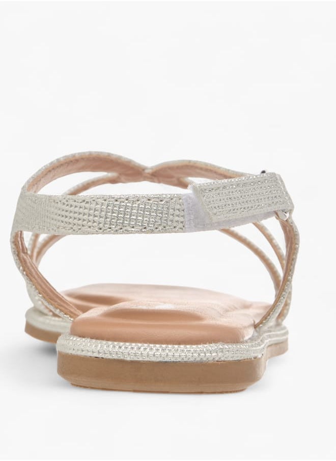 Girls Strappy Sandals With Hook And Loop Closure