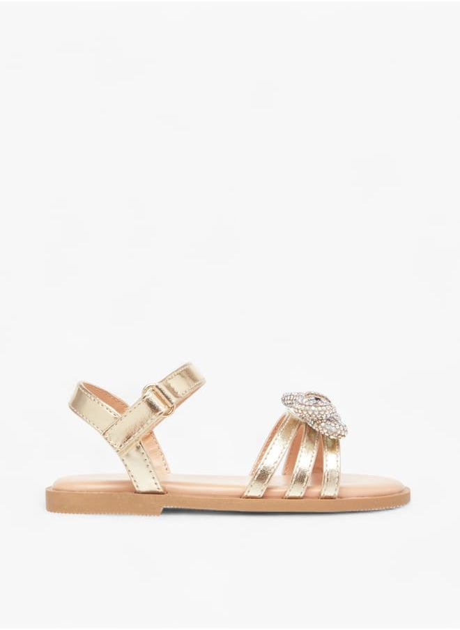 Girls Metallic Sandals With Hook And Loop Closure Ramadan Collection