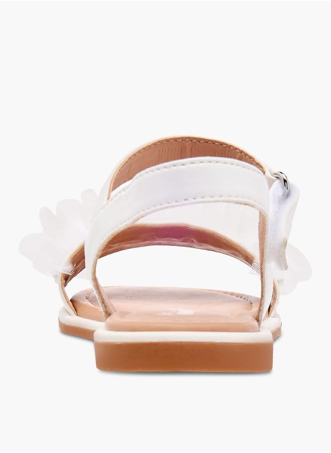 Girls Ruffle Detail Strap Sandals with Hook and Loop Closure