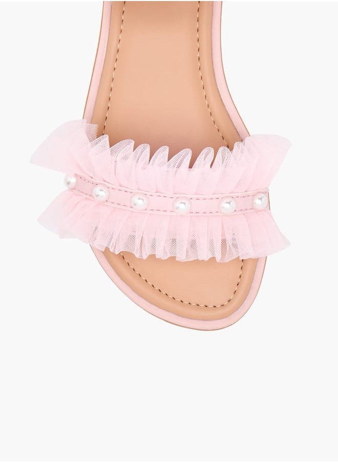 Girls Ruffle Detail Strap Sandals with Hook and Loop Closure Ramadan Collection