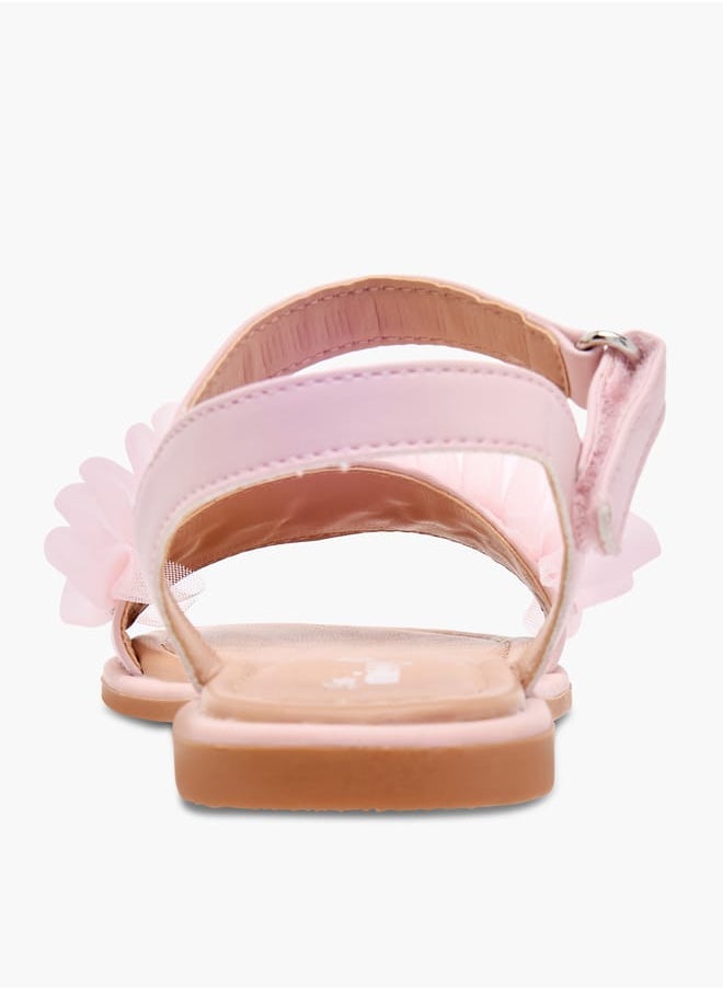 Girls Ruffle Detail Strap Sandals with Hook and Loop Closure Ramadan Collection