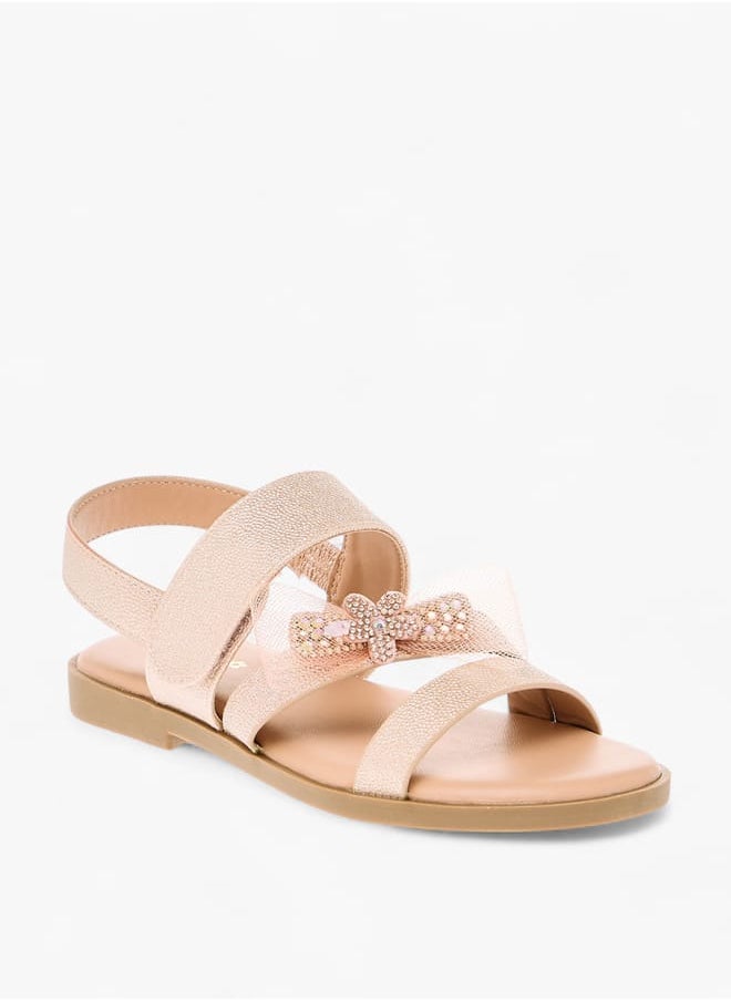 Girls Bow Embellished Flat Sandals With Hook And Loop Closure Ramadan Collection