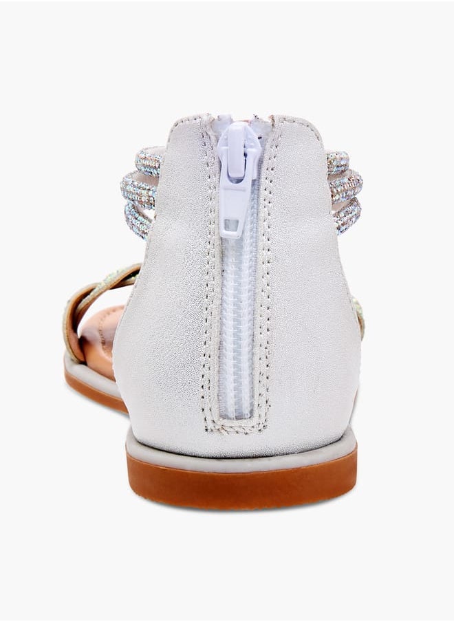 Girls Studded Ankle Strap Sandals with Zip Closure Ramadan Collection