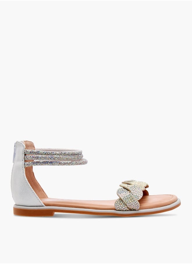 Girls Studded Ankle Strap Sandals with Zip Closure Ramadan Collection