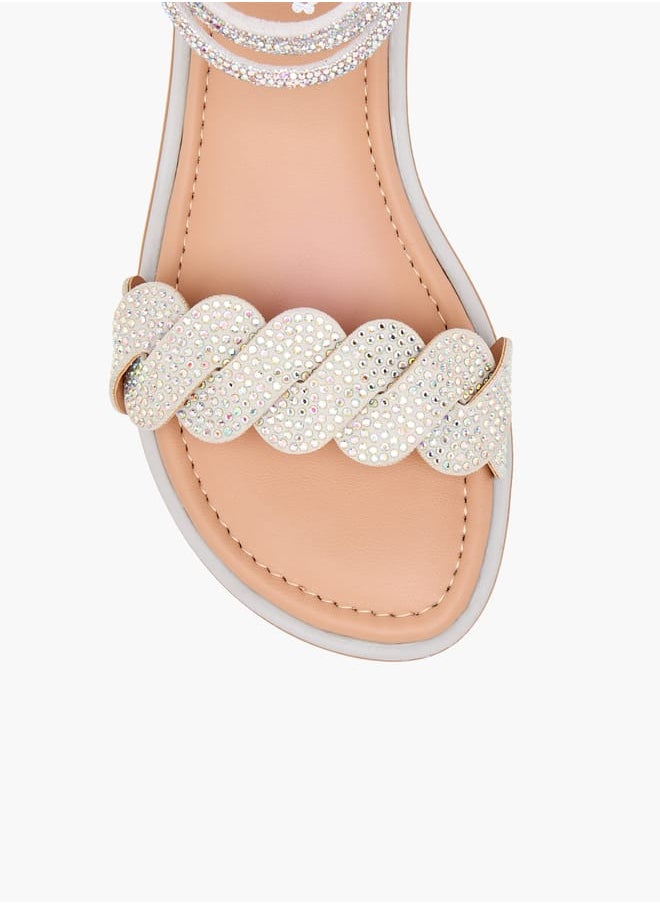 Girls Studded Ankle Strap Sandals with Zip Closure Ramadan Collection