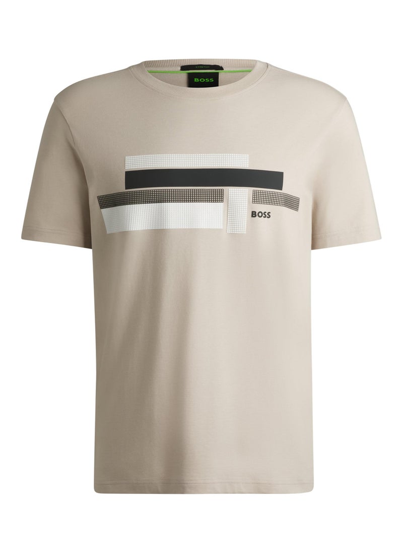 Relaxed-fit T-shirt in stretch fabric with logo artwork
