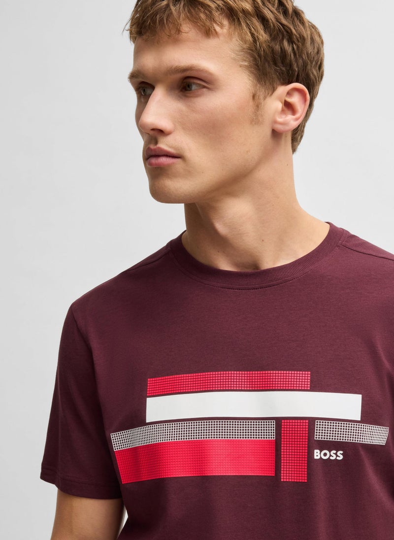 Relaxed-fit T-shirt in stretch fabric with logo artwork