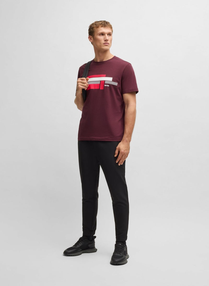 Relaxed-fit T-shirt in stretch fabric with logo artwork