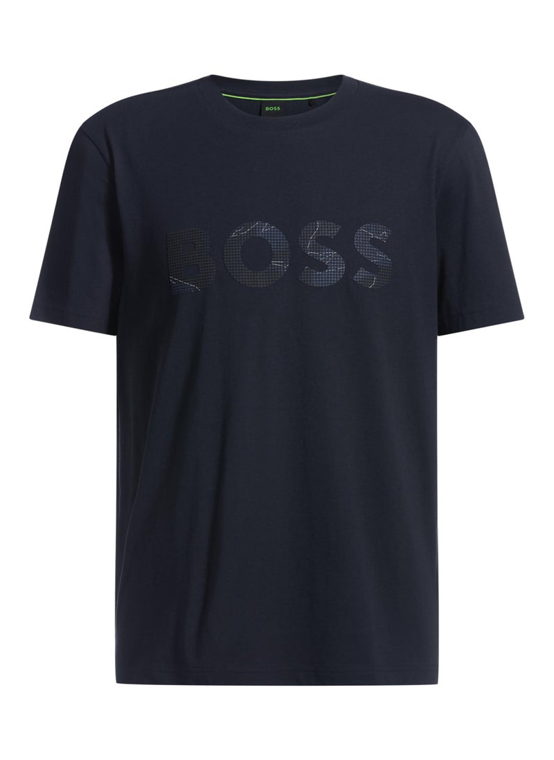 Cotton-jersey T-shirt with logo print