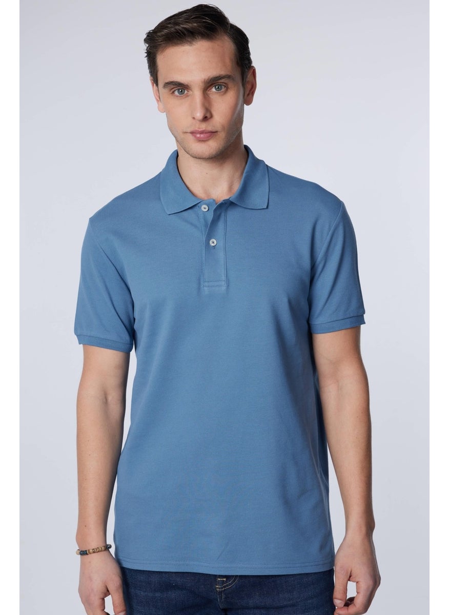 Men's Slim Fit Narrow Cut Cotton Soft Textured Cool Keeping Fabric Plain Pique Polo Collar T-Shirt