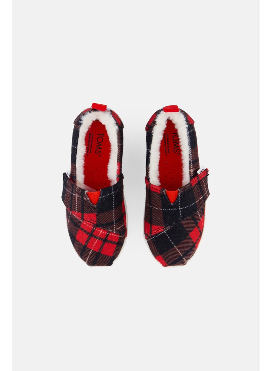 Toddlers Girl Tartan Print Velcro Casual Shoes, Red