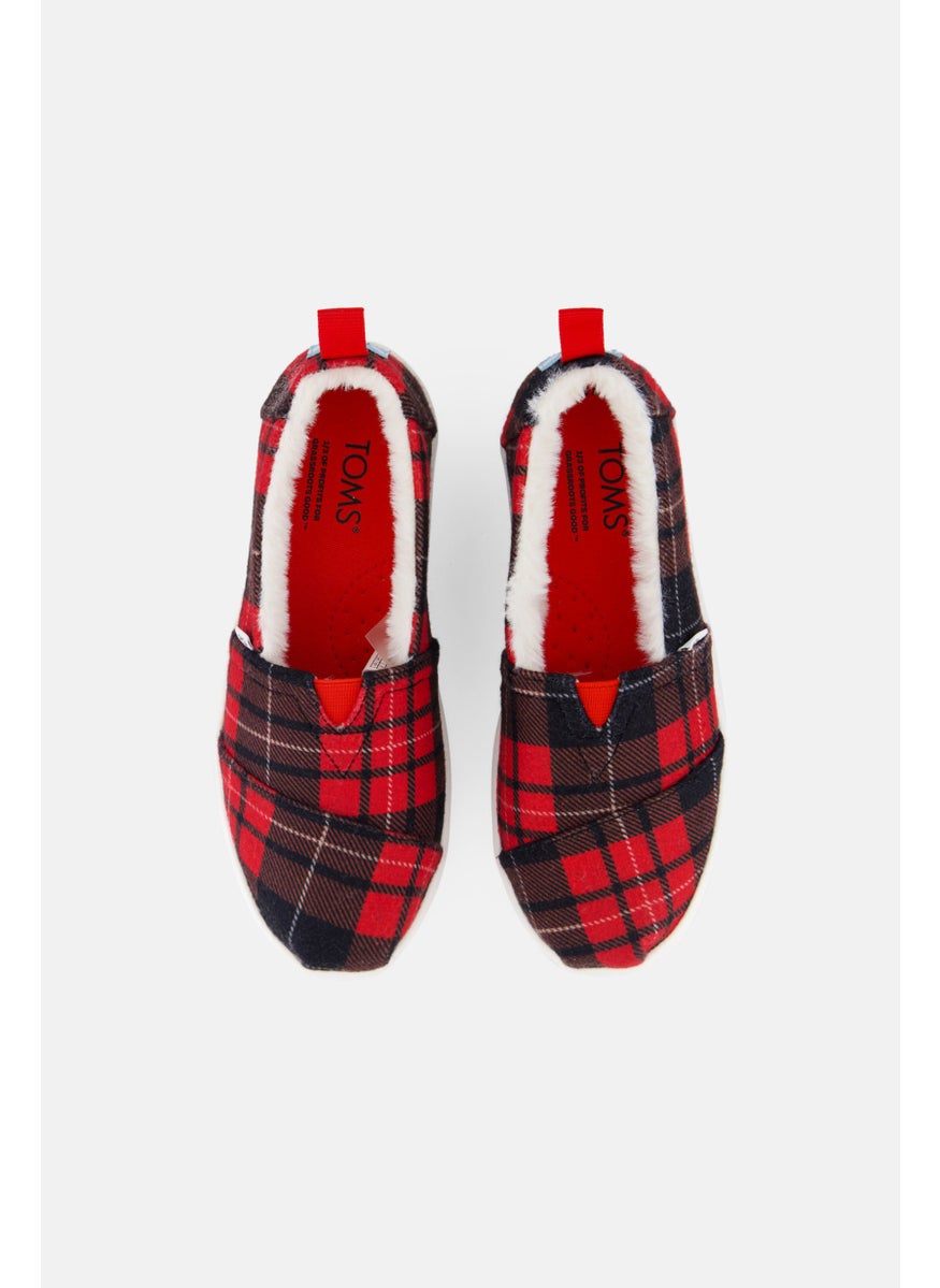 Kids Girl Checkered Slip On Shoes, Red
