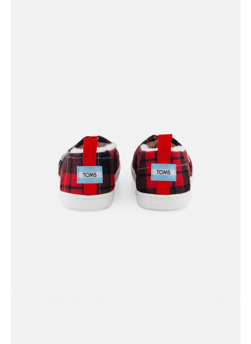 Kids Girl Checkered Slip On Shoes, Red